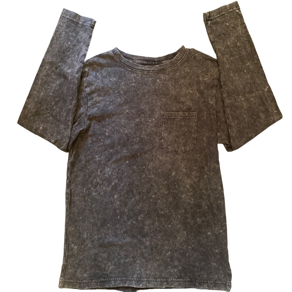 Original Use Gray‎ Mineral Wash Long Sleeve T-Shirt Pocket - Size S